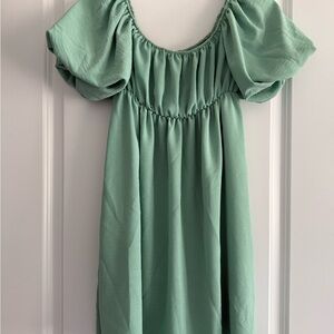On or Off Shoulder Green Dress